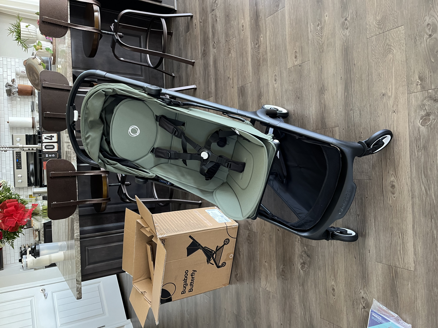Bugaboo Butterfly seat stroller Stormy blue sun canopy, stormy blue  fabrics, black chassis