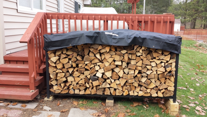 Woodhaven 8 Foot Brown Firewood Log Rack with Cover 
