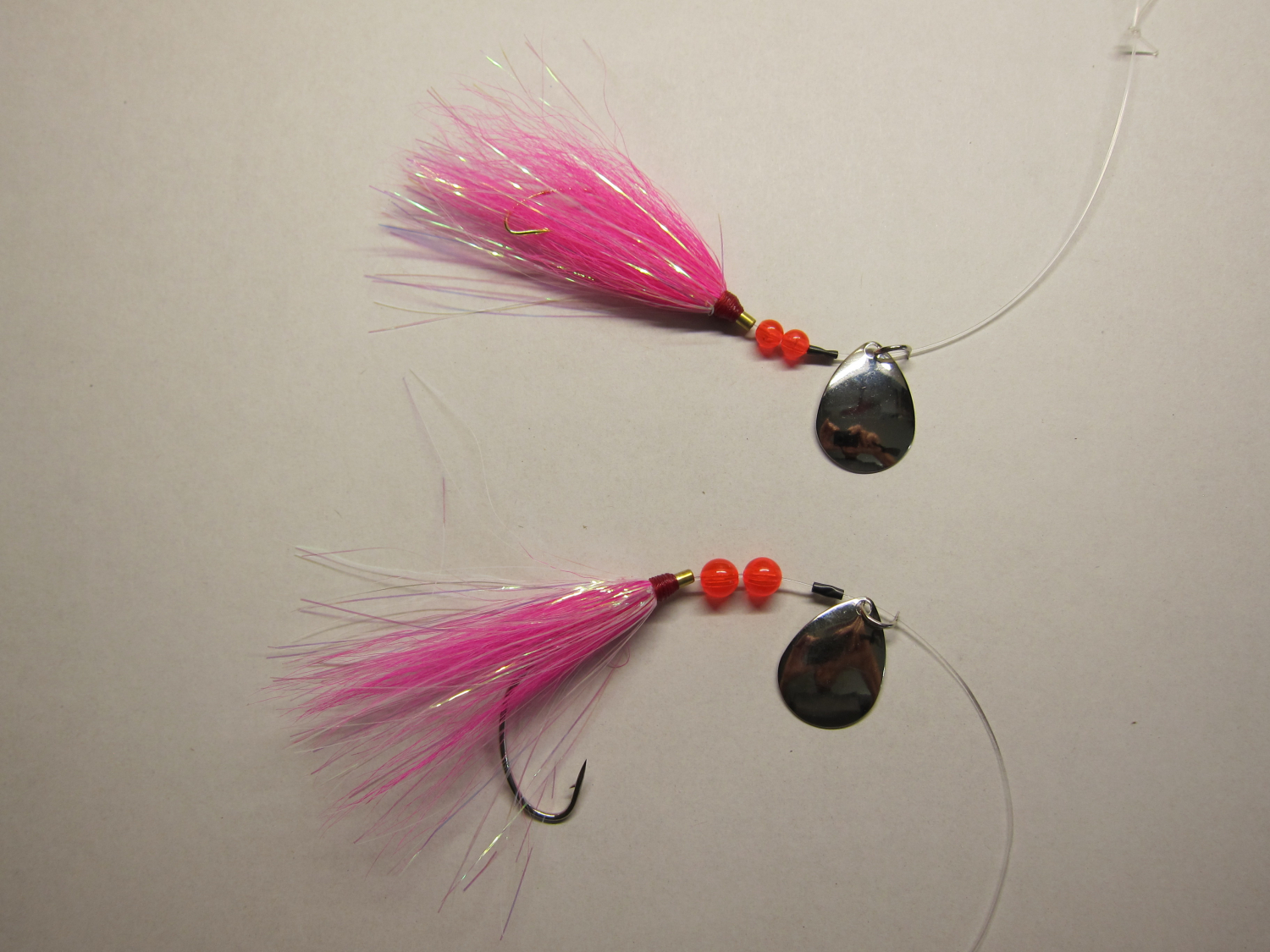Sea Striker Mylar Bucktail 3 inch Teaser Pearl Mylar/Pink Bucktail