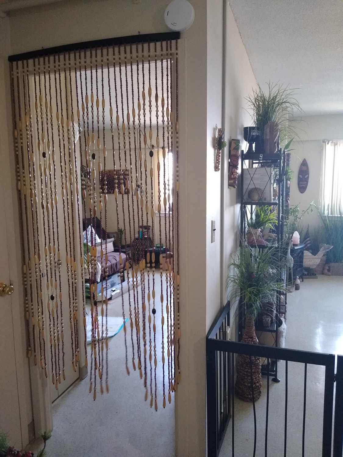 Walk-Through Wooden Door Curtain with 31 Beaded Strands 