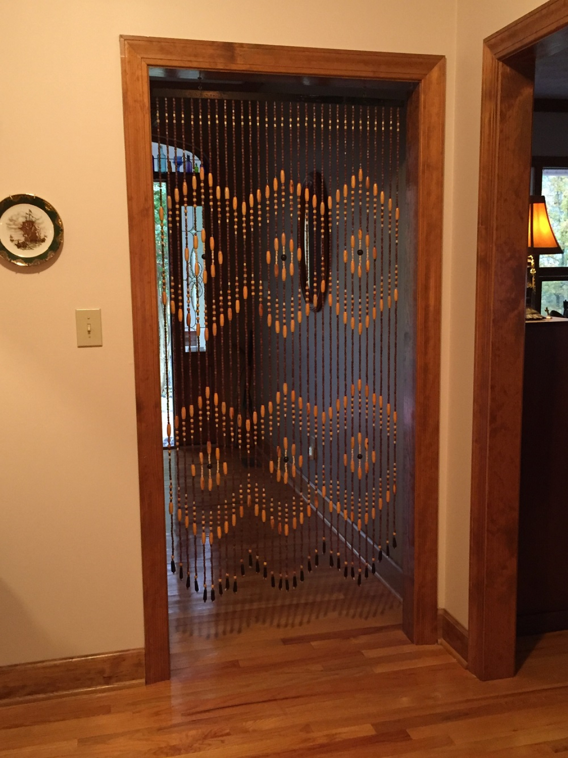 Walk-Through Wooden Door Curtain with 31 Beaded Strands 