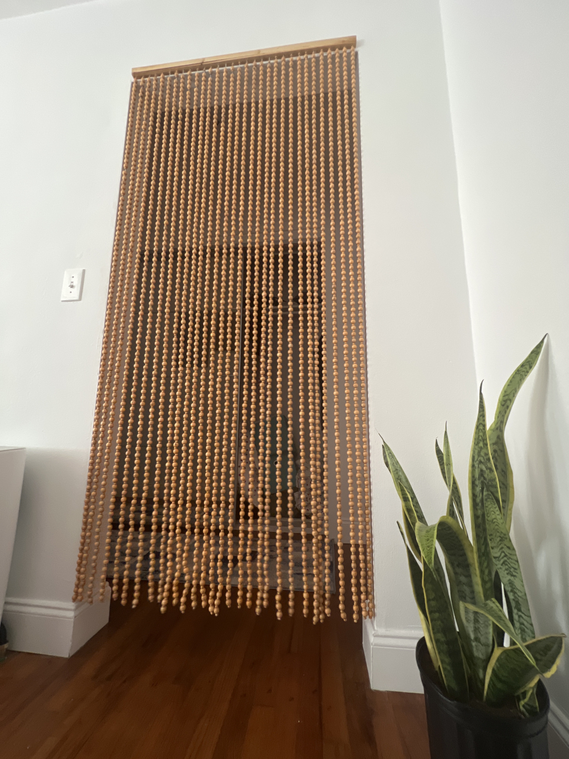 Round Wooden Beads Curtains, 6.5' Long Buff Color