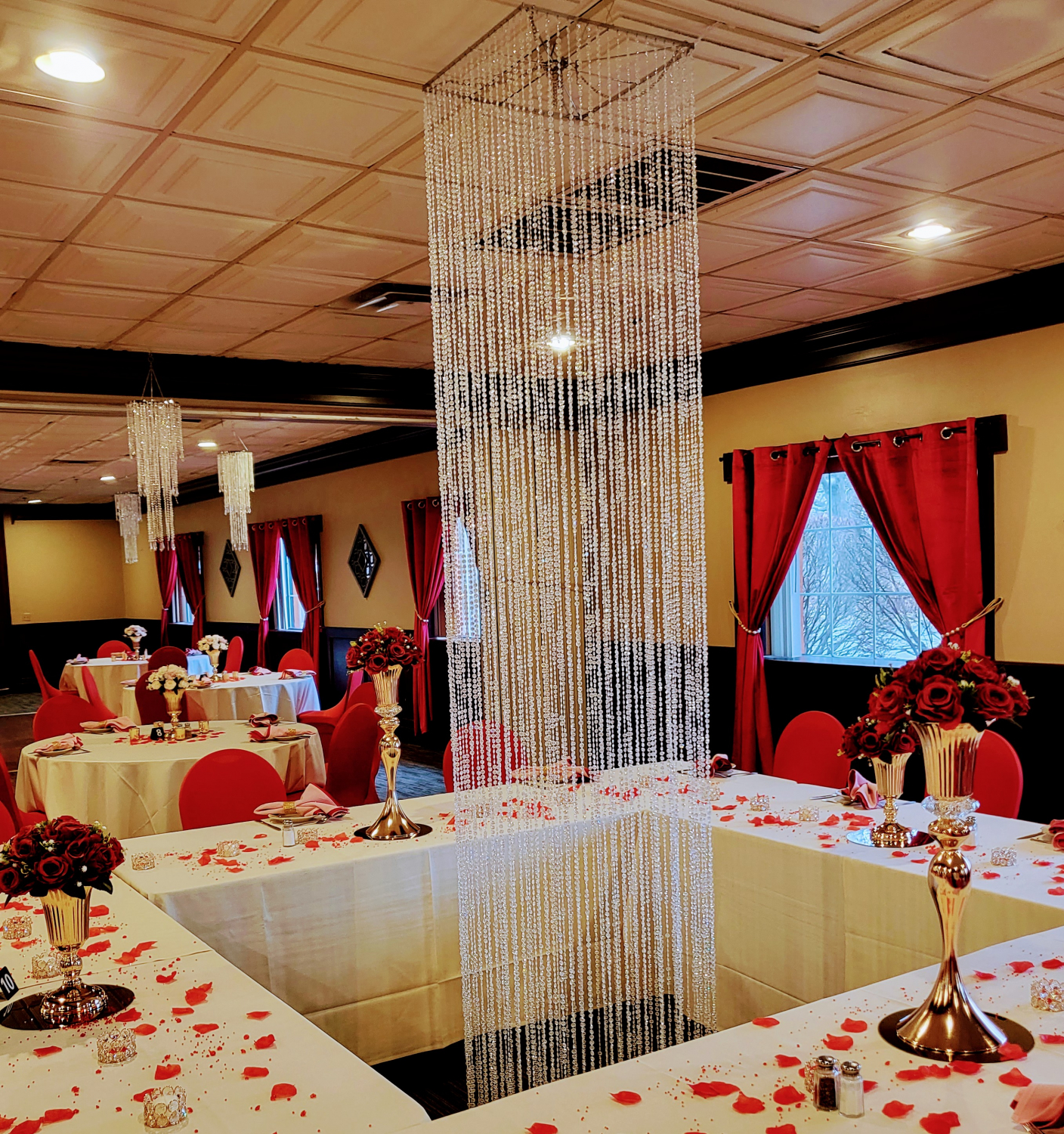 Hanging Beaded Crystal Columns, Large Room Decorations