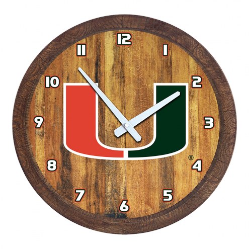 Miami Hurricanes &quot;Faux&quot; Barrel Top Wall Clock