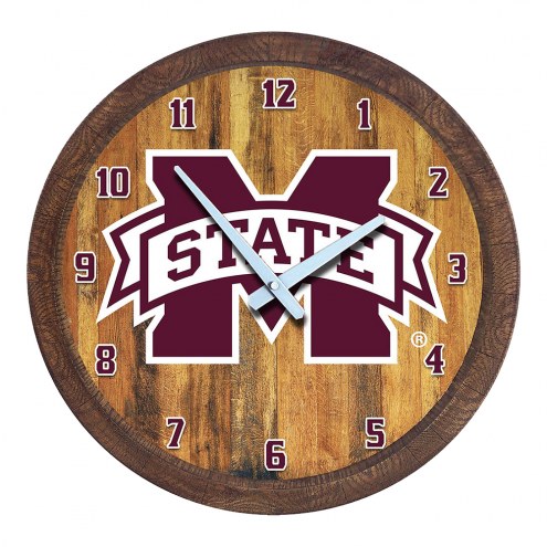 Mississippi State Bulldogs &quot;Faux&quot; Barrel Top Wall Clock