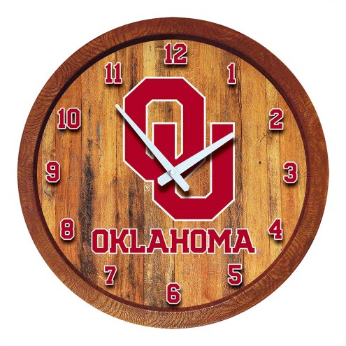 Oklahoma Sooners &quot;Faux&quot; Barrel Top Wall Clock