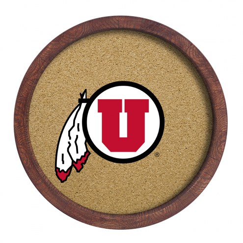 Utah Utes &quot;Faux&quot; Barrel Framed Cork Board