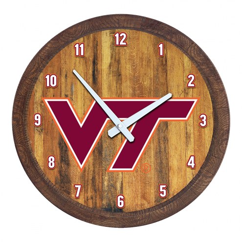 Virginia Tech Hokies &quot;Faux&quot; Barrel Top Wall Clock