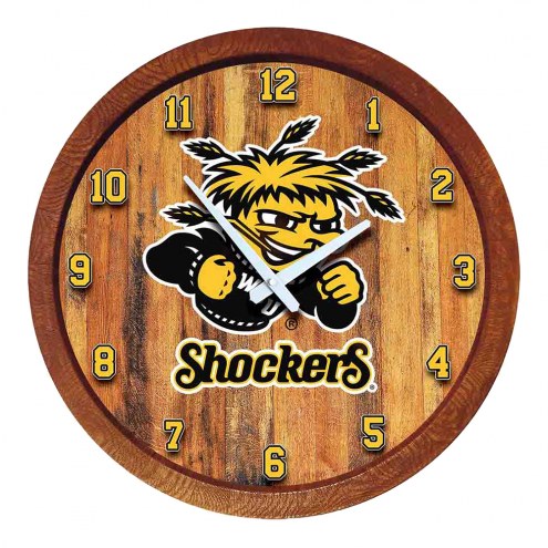 Wichita State Shockers &quot;Faux&quot; Barrel Top Wall Clock