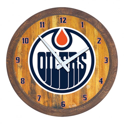 Edmonton Oilers &quot;Faux&quot; Barrel Top Wall Clock