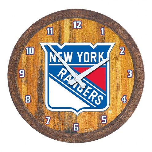 New York Rangers &quot;Faux&quot; Barrel Top Wall Clock