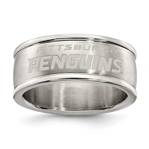 Pittsburgh Penguins Stainless Steel Logo Ring