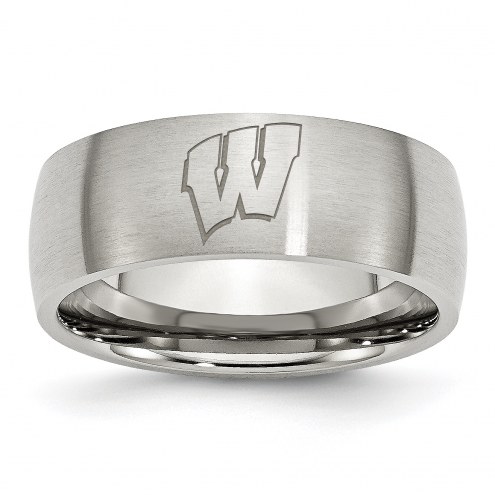 Wisconsin Badgers Stainless Steel Laser Etch Ring