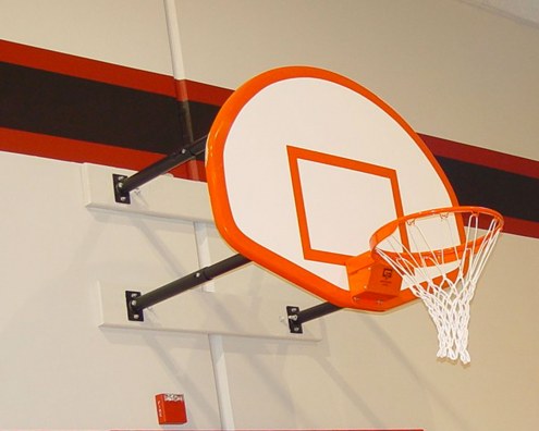 Gared Stationary Four-Point Wall Mount Basketball Hoop with Steel Board and Electric Height Adjuster