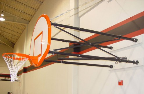 Gared Side-Fold Wall Mount Basketball Hoop with Steel Board and Manual Height Adjuster