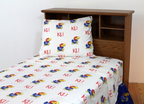 Kansas Jayhawks White Bed Sheets