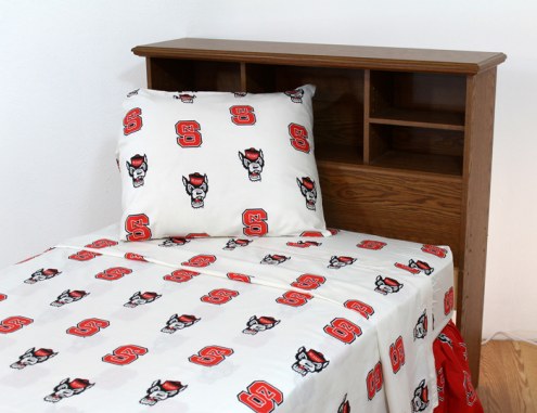 North Carolina State Wolfpack White Bed Sheets