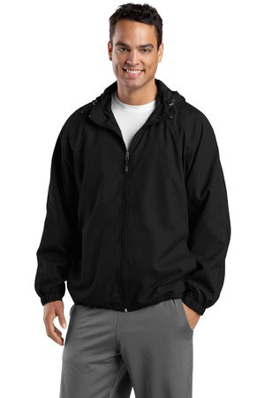 Sport-Tek Custom Men's Hooded Raglan Full-Zip Wind Jacket