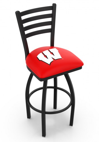 Wisconsin Badgers Swivel Bar Stool with Ladder Style Back