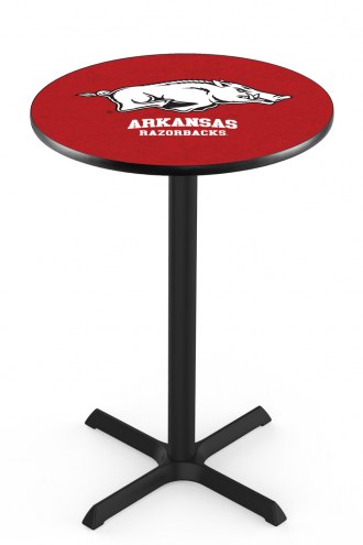 Arkansas Razorbacks Black Wrinkle Bar Table with Cross Base