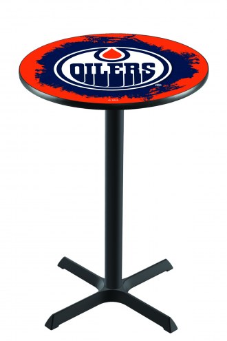 Edmonton Oilers Black Wrinkle Bar Table with Cross Base