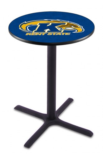 Kent State Golden Flashes Black Wrinkle Bar Table with Cross Base