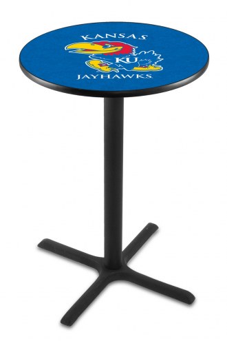 Kansas Jayhawks Black Wrinkle Bar Table with Cross Base