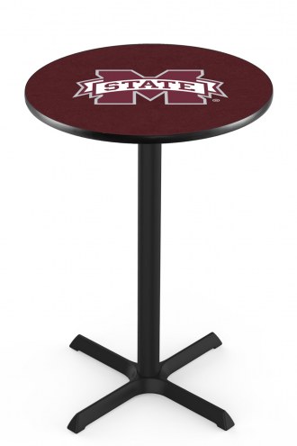 Mississippi State Bulldogs Black Wrinkle Bar Table with Cross Base