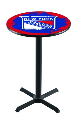New York Rangers Black Wrinkle Bar Table with Cross Base