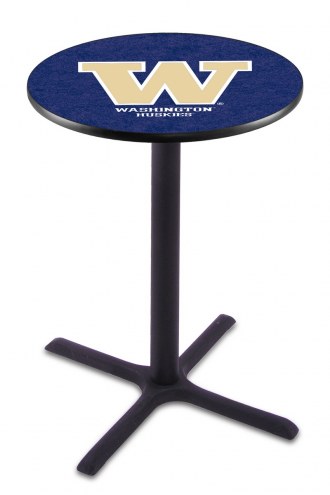 Washington Huskies Black Wrinkle Bar Table with Cross Base