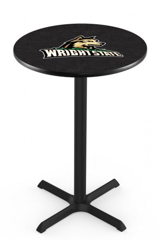 Wright State Raiders Black Wrinkle Bar Table with Cross Base