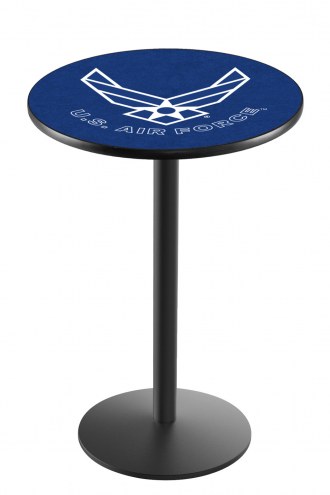 Air Force Falcons Black Wrinkle Bar Table with Round Base