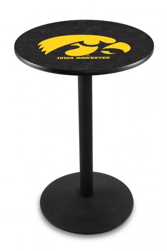 Iowa Hawkeyes Black Wrinkle Bar Table with Round Base