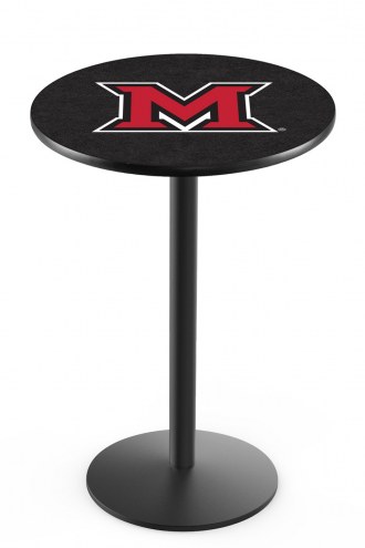 Miami of Ohio RedHawks Black Wrinkle Bar Table with Round Base