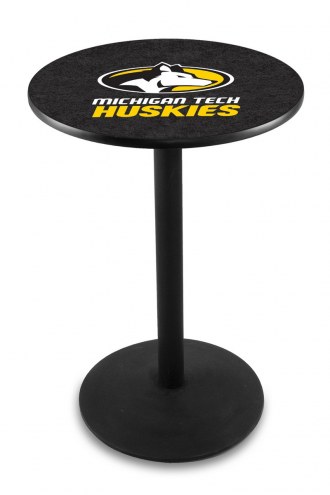 Michigan Tech Huskies Black Wrinkle Bar Table with Round Base