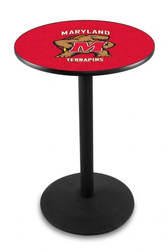 Maryland Terrapins Black Wrinkle Bar Table with Round Base