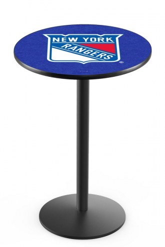 New York Rangers Black Wrinkle Bar Table with Round Base