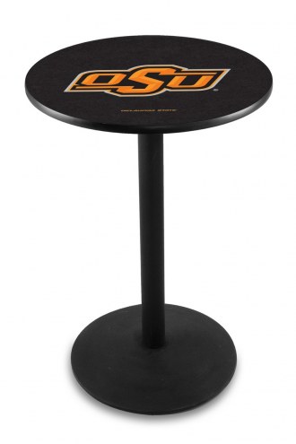 Oklahoma State Cowboys Black Wrinkle Bar Table with Round Base