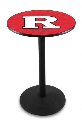 Rutgers Scarlet Knights Black Wrinkle Bar Table with Round Base