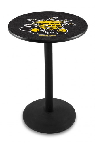 Wichita State Shockers Black Wrinkle Bar Table with Round Base