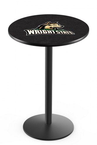 Wright State Raiders Black Wrinkle Bar Table with Round Base