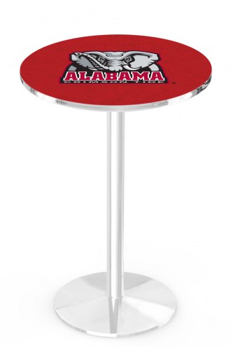 Alabama Crimson Tide Chrome Pub Table with Round Base
