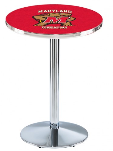 Maryland Terrapins Chrome Pub Table with Round Base