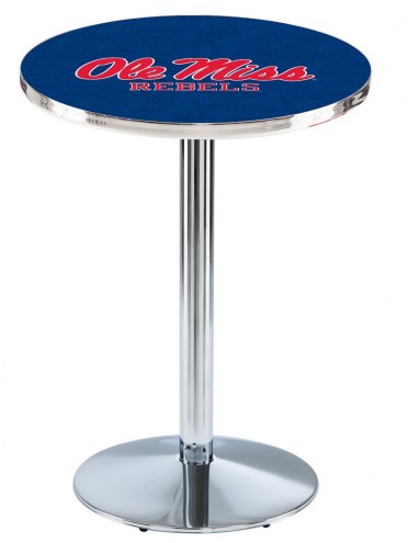 Mississippi Rebels Chrome Pub Table with Round Base
