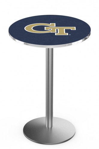 Georgia Tech Yellow Jackets Stainless Steel Bar Table with Round Base
