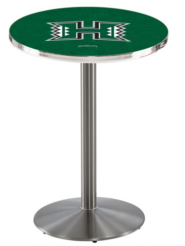 Hawaii Warriors Stainless Steel Bar Table with Round Base