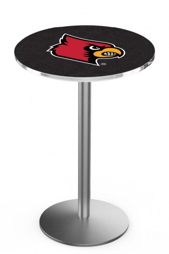 Louisville Cardinals Stainless Steel Bar Table with Round Base