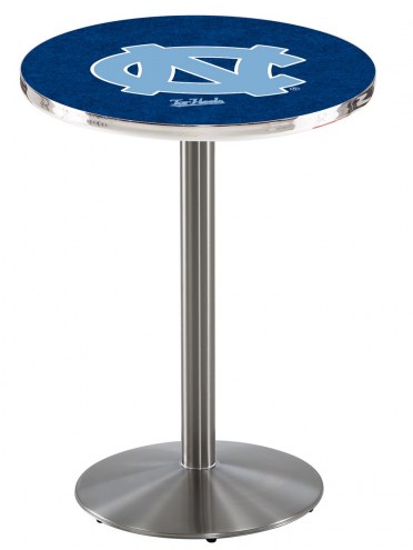 North Carolina Tar Heels Stainless Steel Bar Table with Round Base