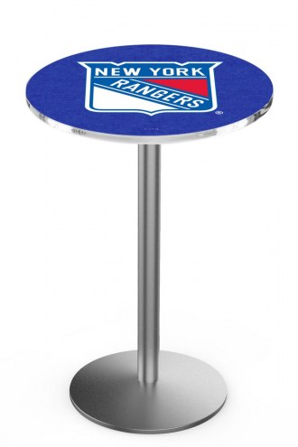 New York Rangers Stainless Steel Bar Table with Round Base