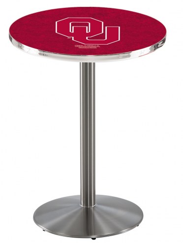 Oklahoma Sooners Stainless Steel Bar Table with Round Base